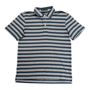 Southern Point Co Boys Performance Stripe Polo Navy/Green/Pink
